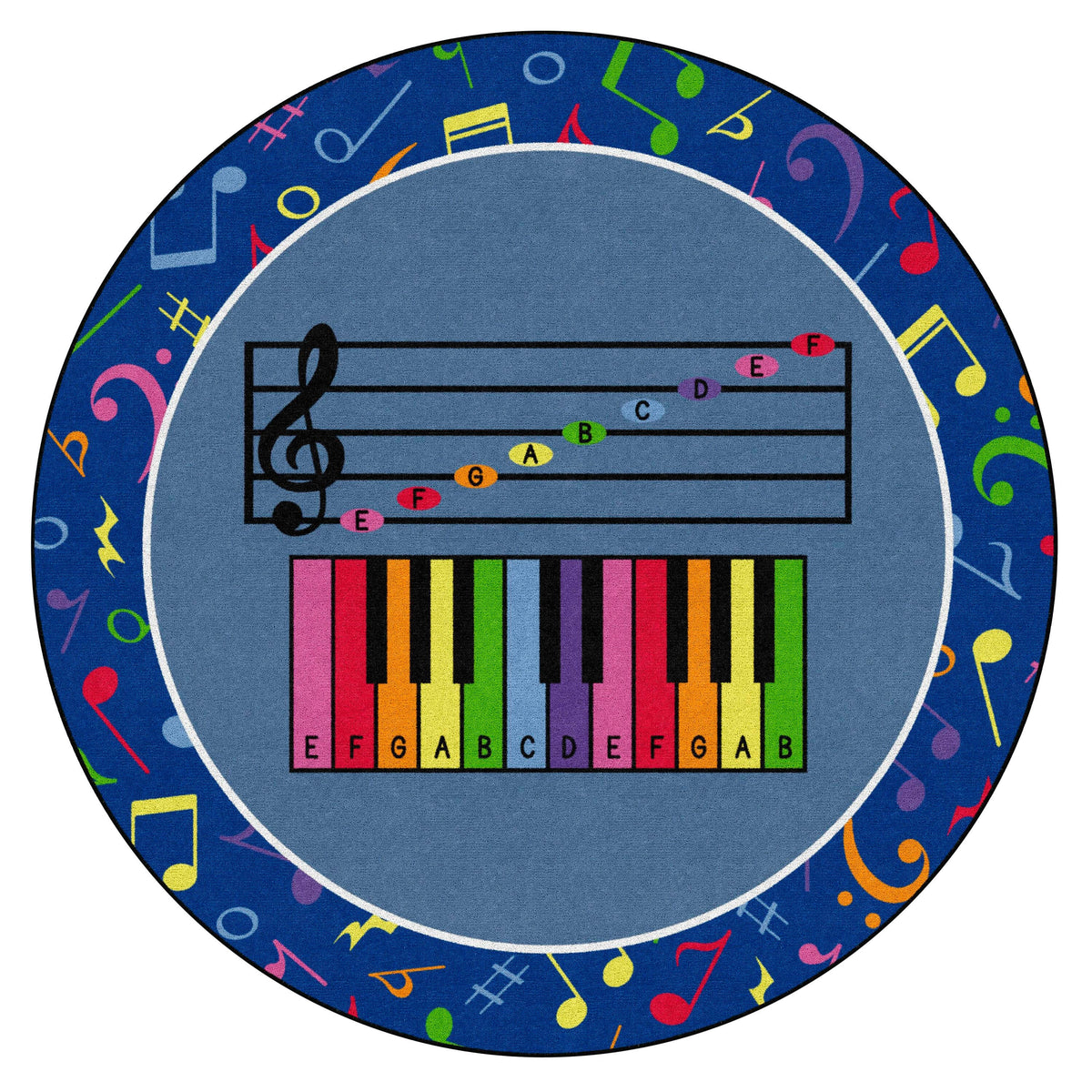CHILDCRAFT - CARPETS - MUSIC NOTES - ROUND - 6 FT DIA
