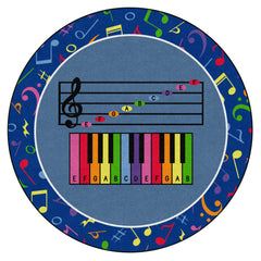 CHILDCRAFT - CARPETS - MUSIC NOTES - ROUND - 6 FT DIA