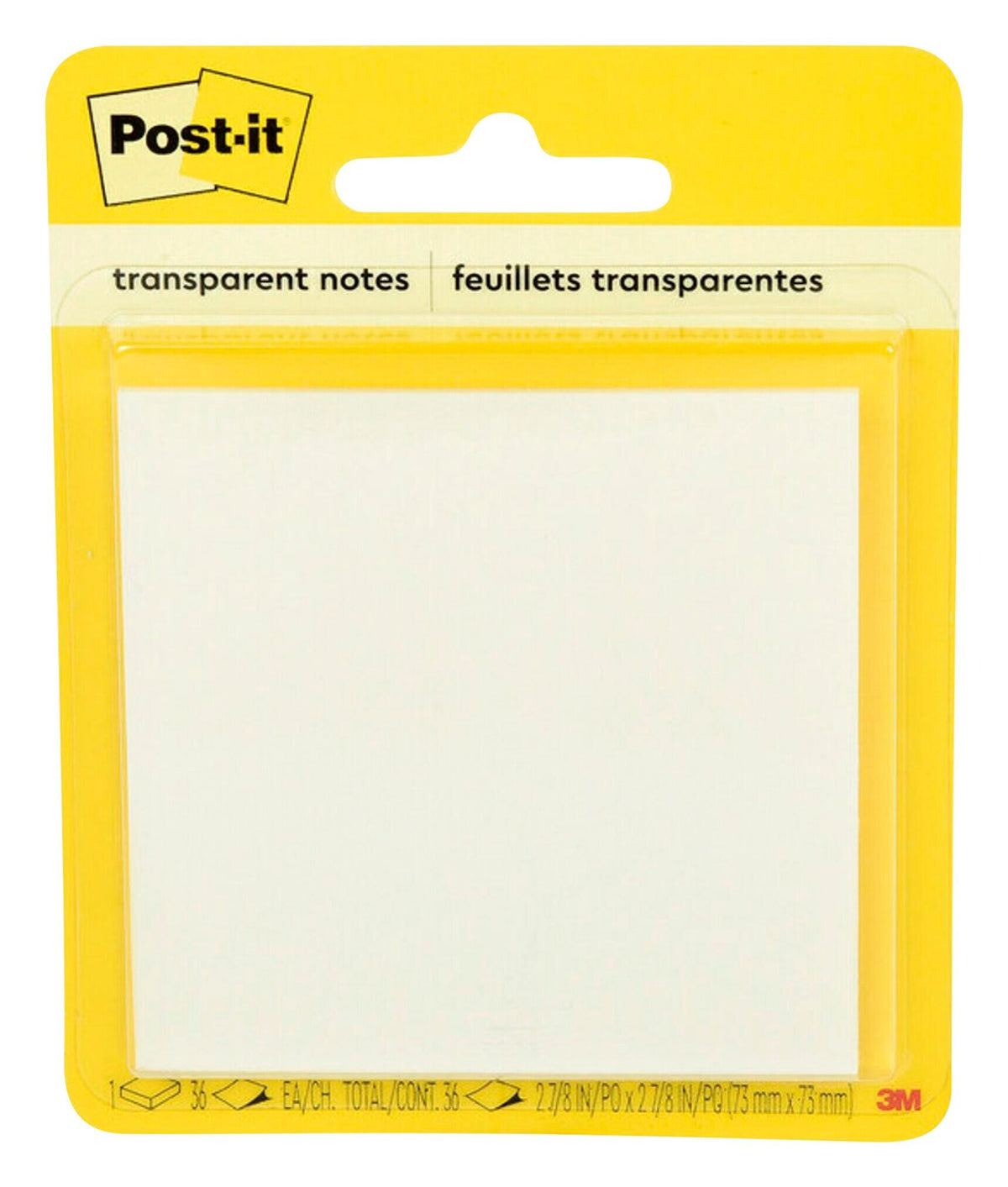 POST IT TRANSPARENT NOTES 1 PAD 36 SHTS 2.8 X 2.8 IN