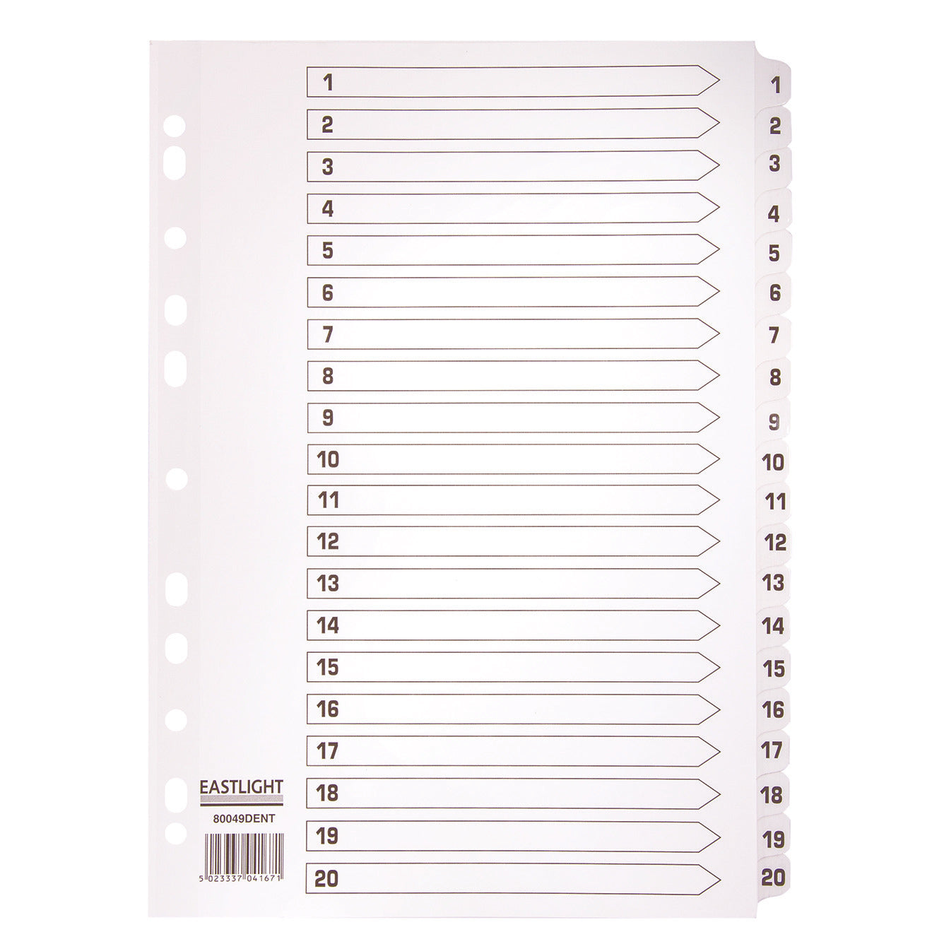 Divider Tabbed A4 1-20 White O/Box