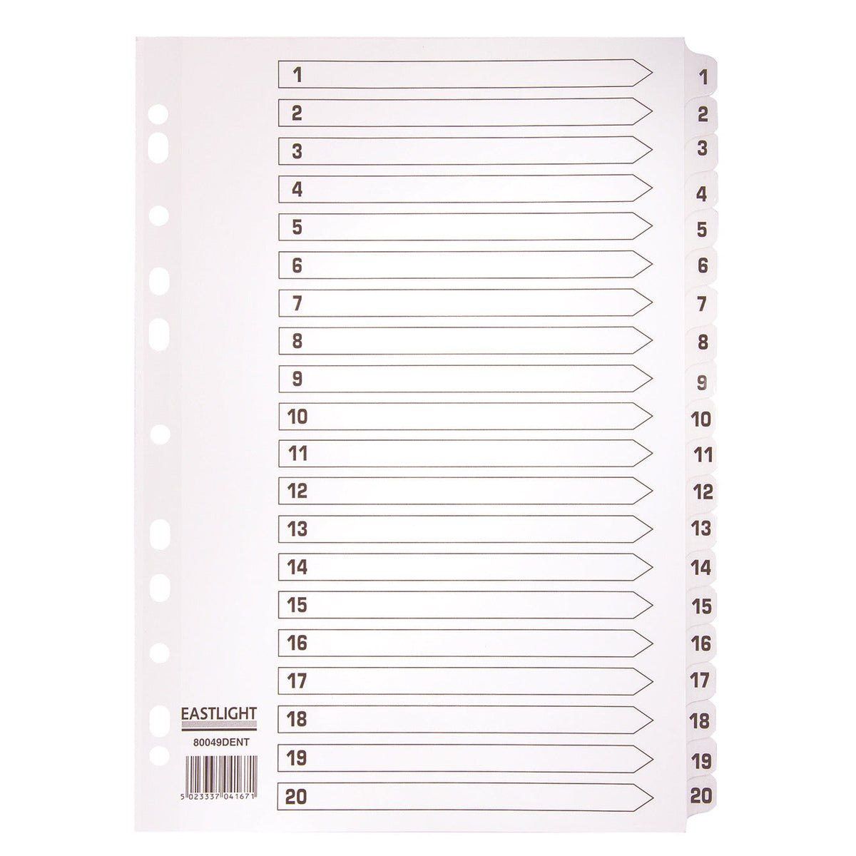 Divider Tabbed A4 1-20 White O/Box