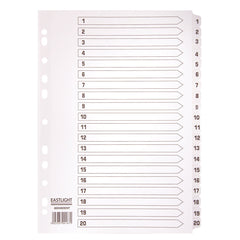 Divider Tabbed A4 1-20 White O/Box
