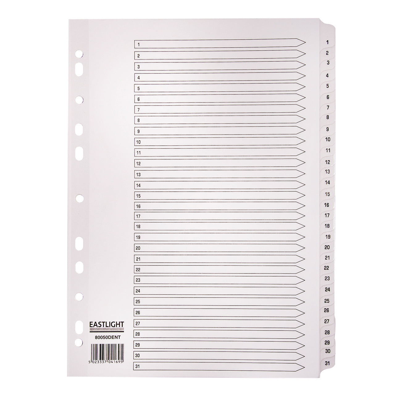 T/Divider A4 1-31 White.Pack 10X31