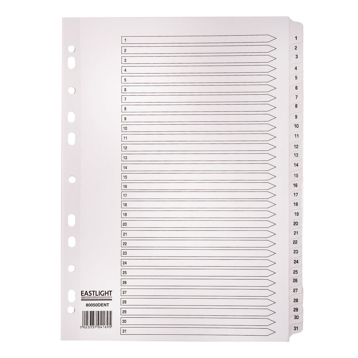 T/Divider A4 1-31 White.Pack 10X31