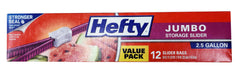 STORAGE BAG HEFTY - 2.5 GAL JUMBO - SEALABLE - BOX OF 12 - KIT COMPONENT