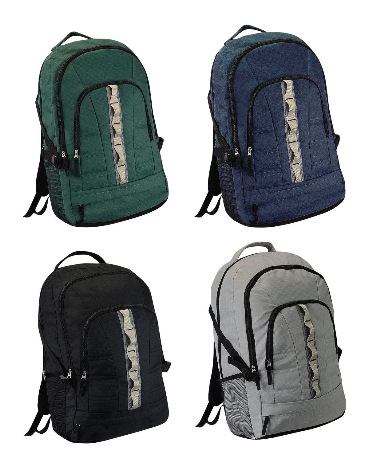 BACKPACK HIGH SCHOOL - DARK GRAY-LIGHT GRAY-FOREST GREEN-BLACK