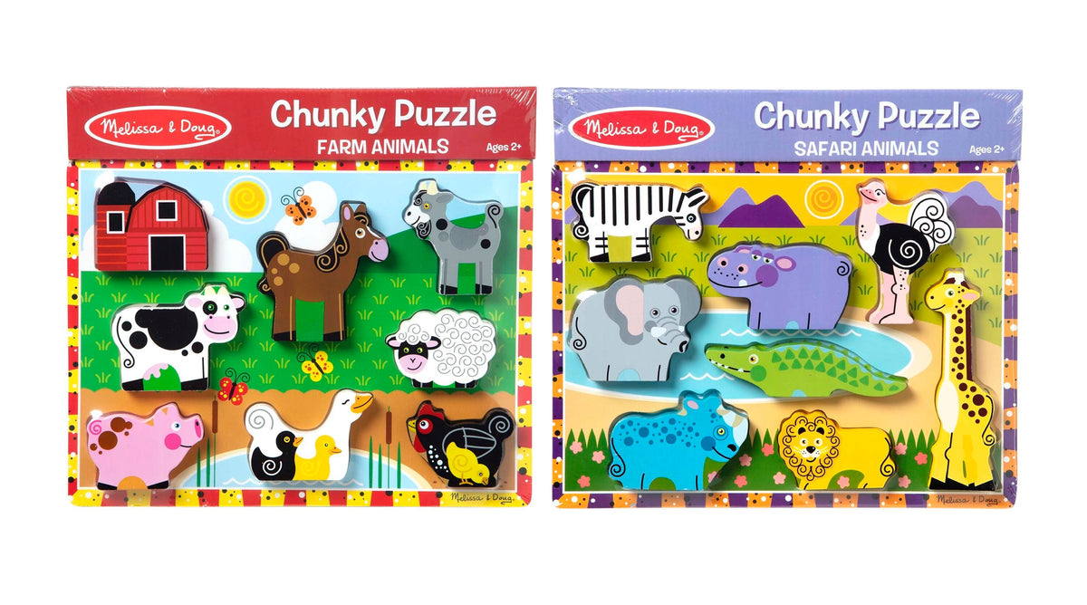 MELISSA AND DOUG WOODEN CHUNKY PUZZLE SET OF 2 - PTO