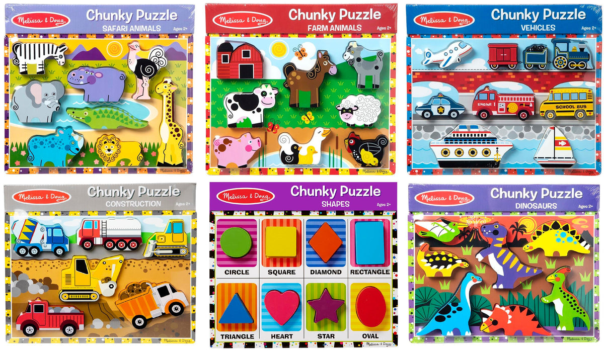 MELISSA AND DOUG COMPLETE CHUNKY PUZZLE SET OF 6