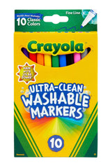 MARKERS ULTRA CLN WASH CRAYOLA FINELINE ASST CLASSIC SET OF 10