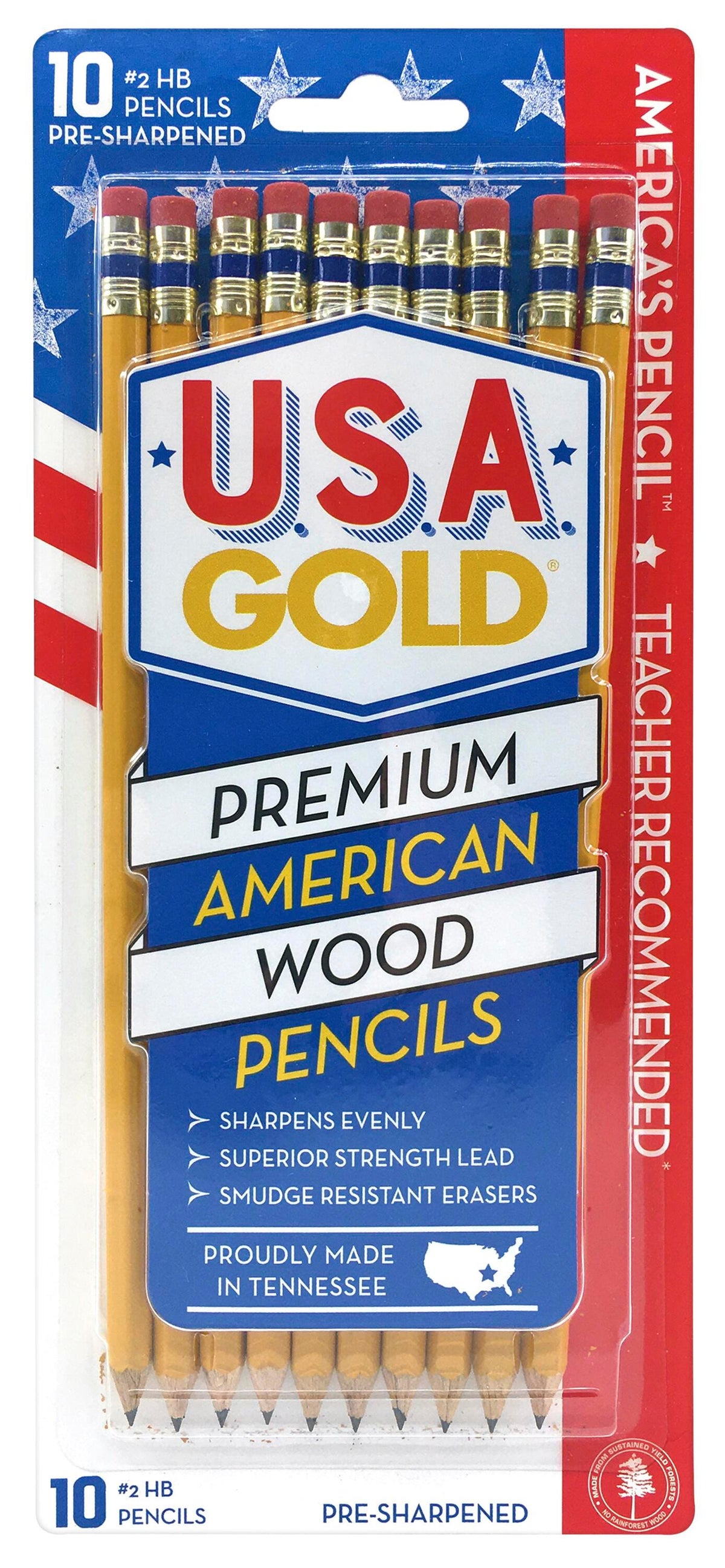 PENCIL USA GOLD NO 2 PRESHARPENED PACK OF 10