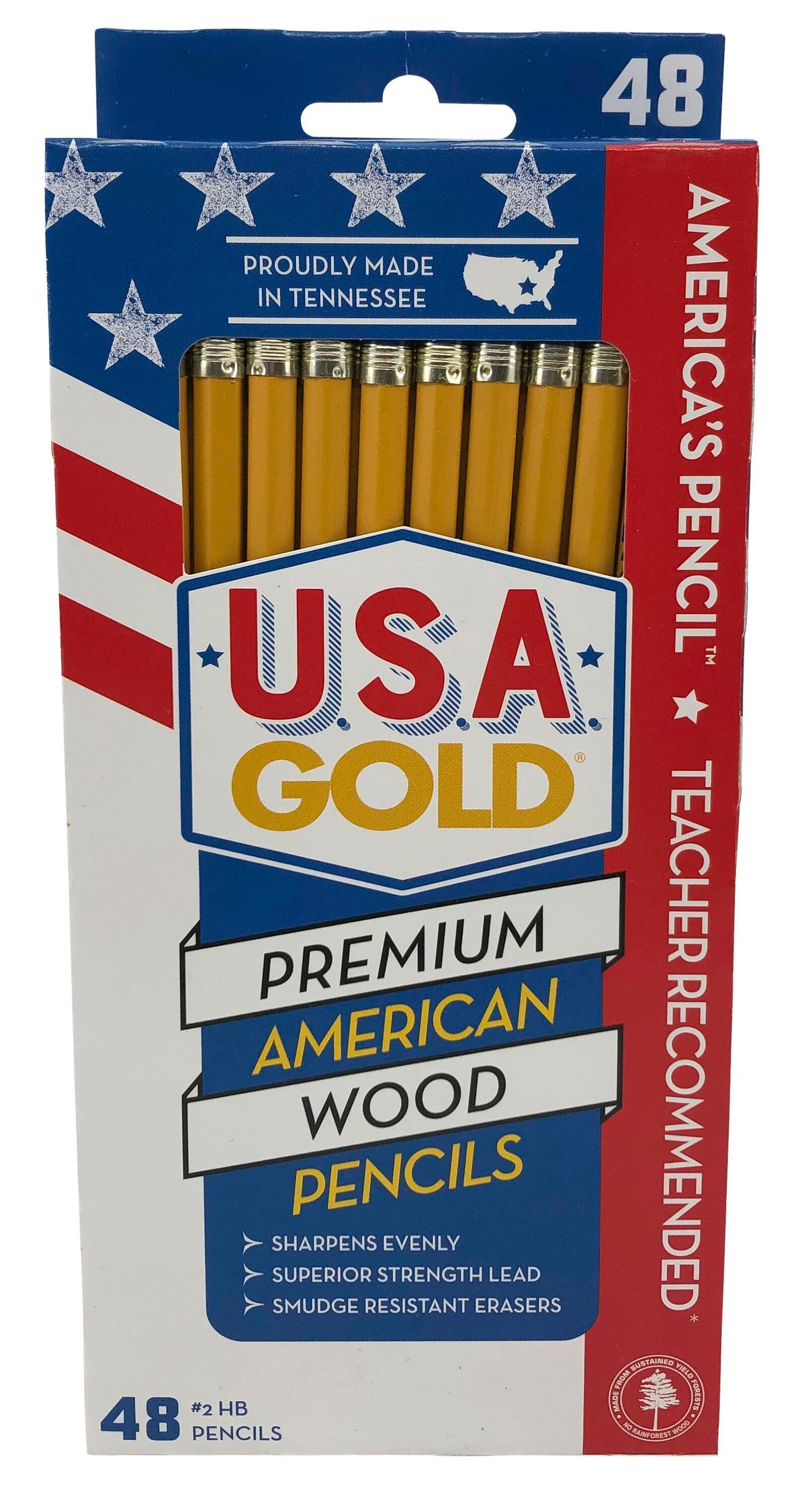 PENCIL USA GOLD NO 2 UNSHARPENED PACK OF 48