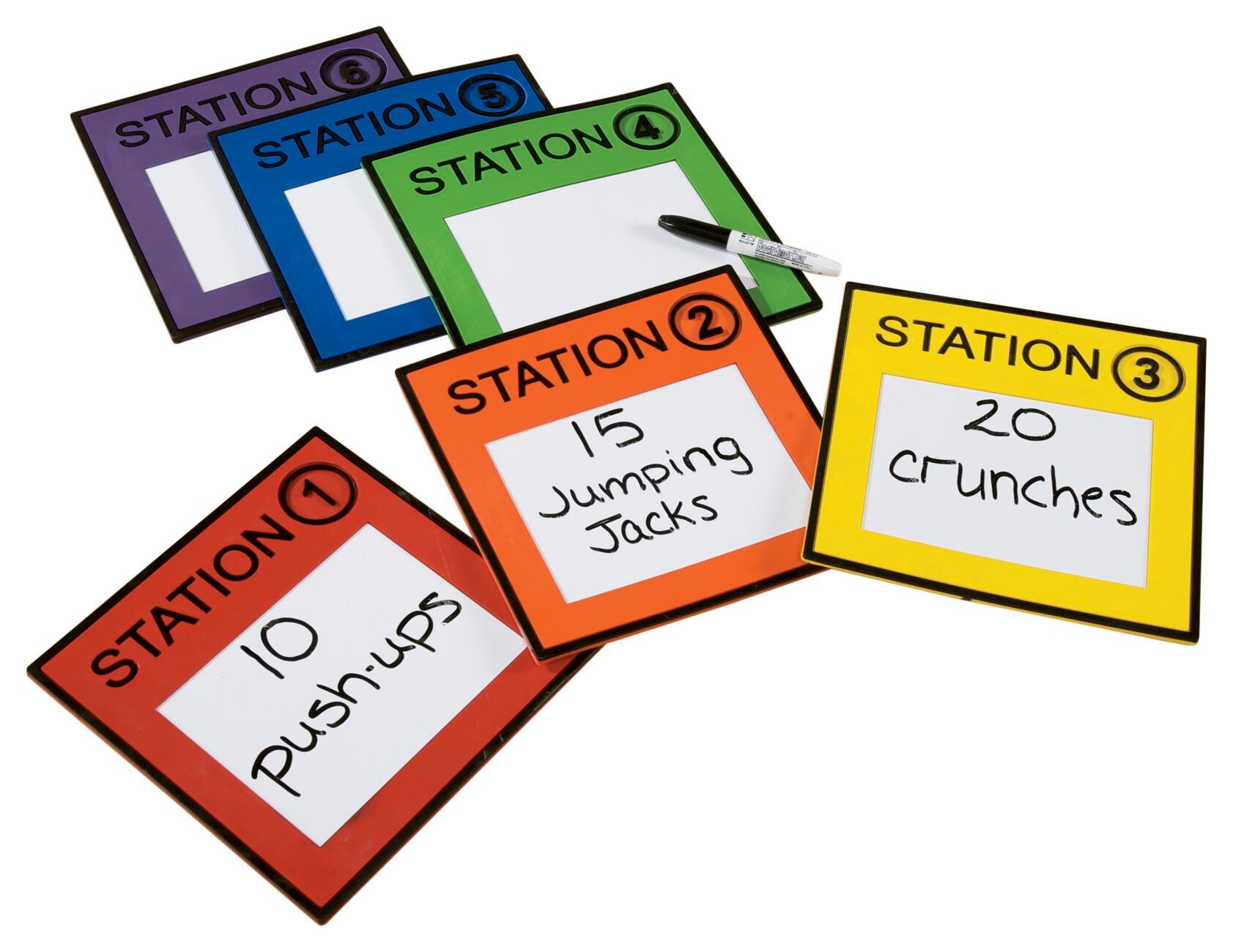DRY ERASE STATION MARKERS 6 COLOR SET