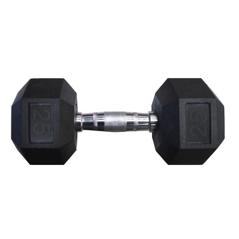 HEX RUBBER DUMBBELL - 25 LBS