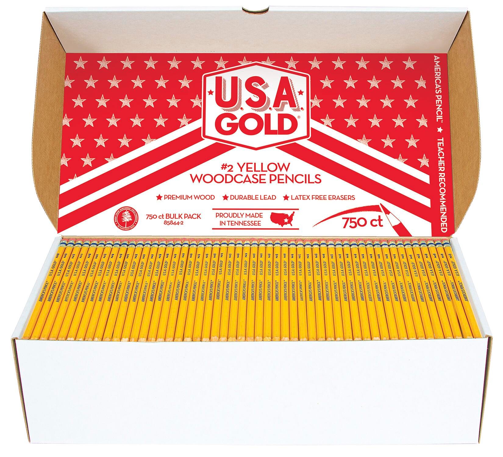 PENCIL USA GOLD NO 2 PRESHARPENED PACK OF 750