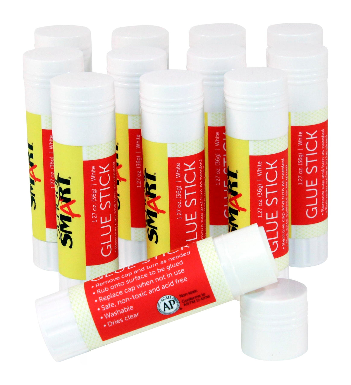 GLUE SCHOOL SMART STICK 1.27OZ WHITE PACK OF 12