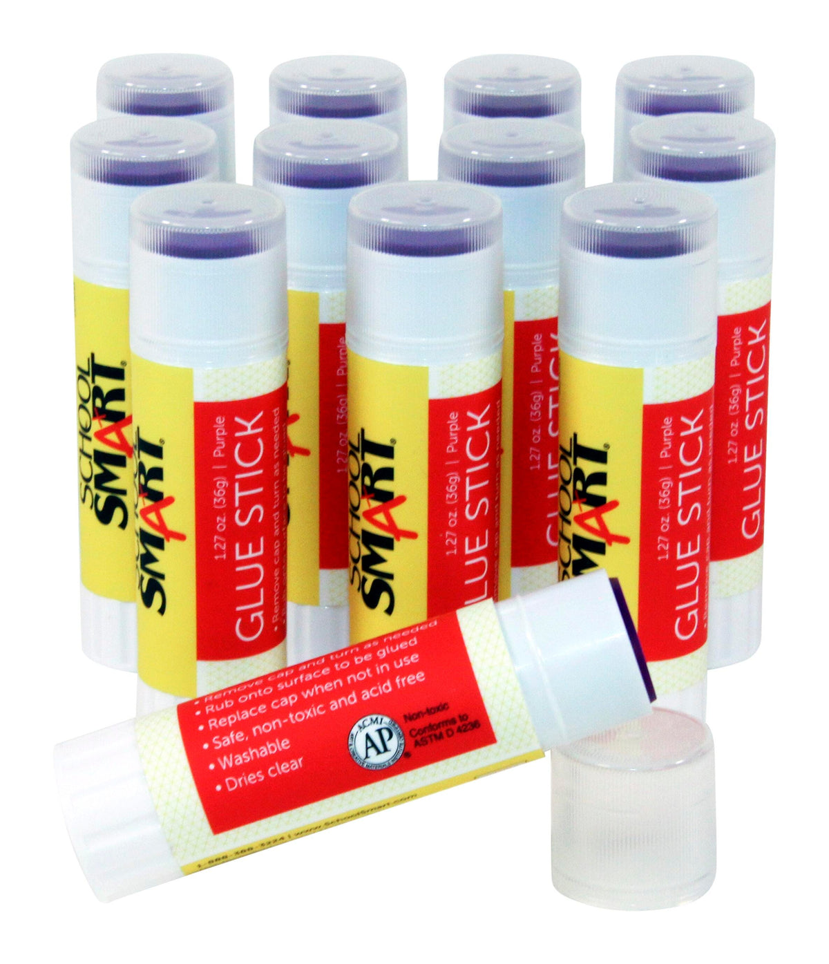 GLUE SCHOOL SMART STICK 1.27OZ PURPLE PACK OF 12