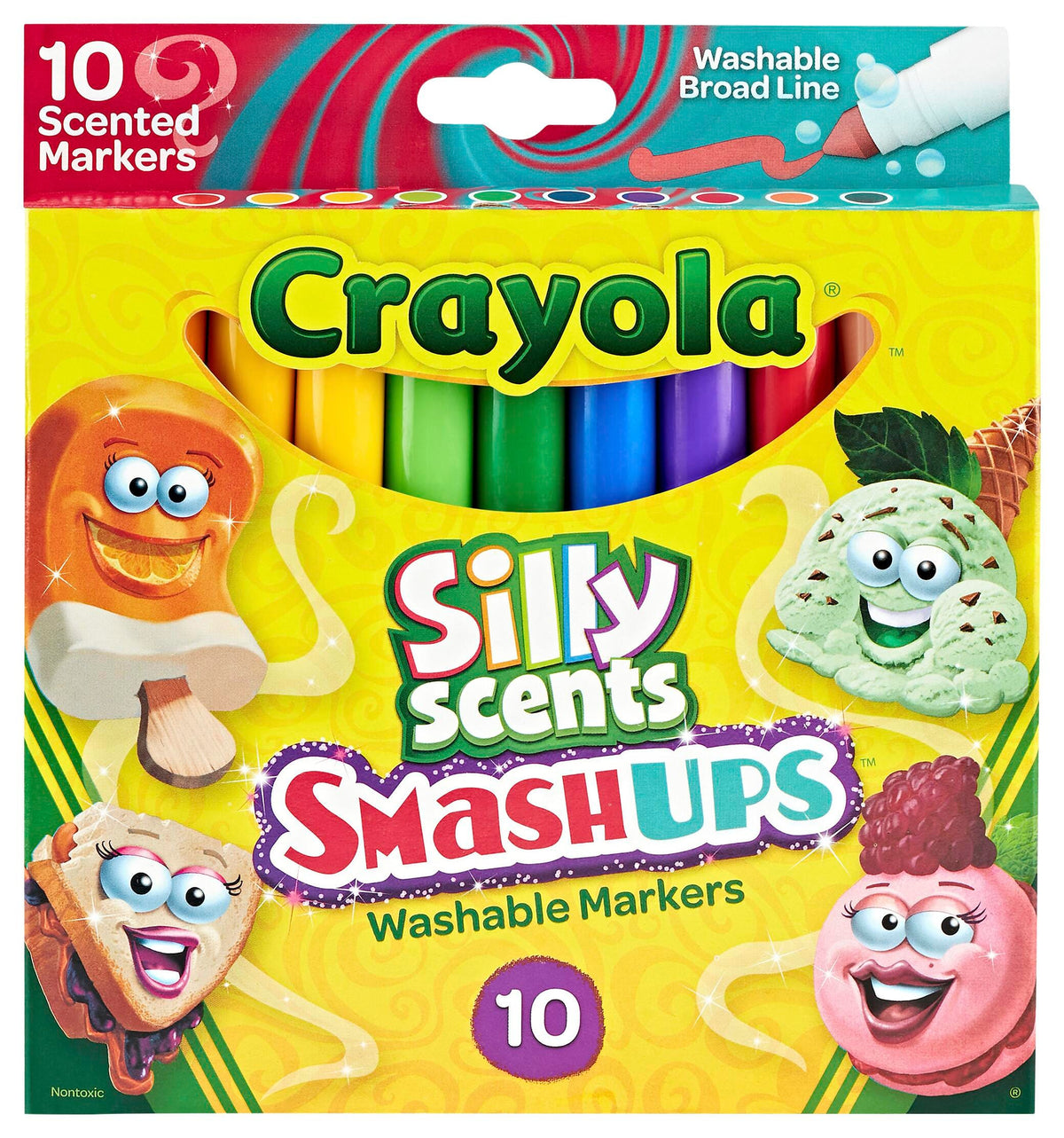 MARKERS WASH CRAYOLA SILLY SCENT BROAD ASST SMASHUP SET OF 10
