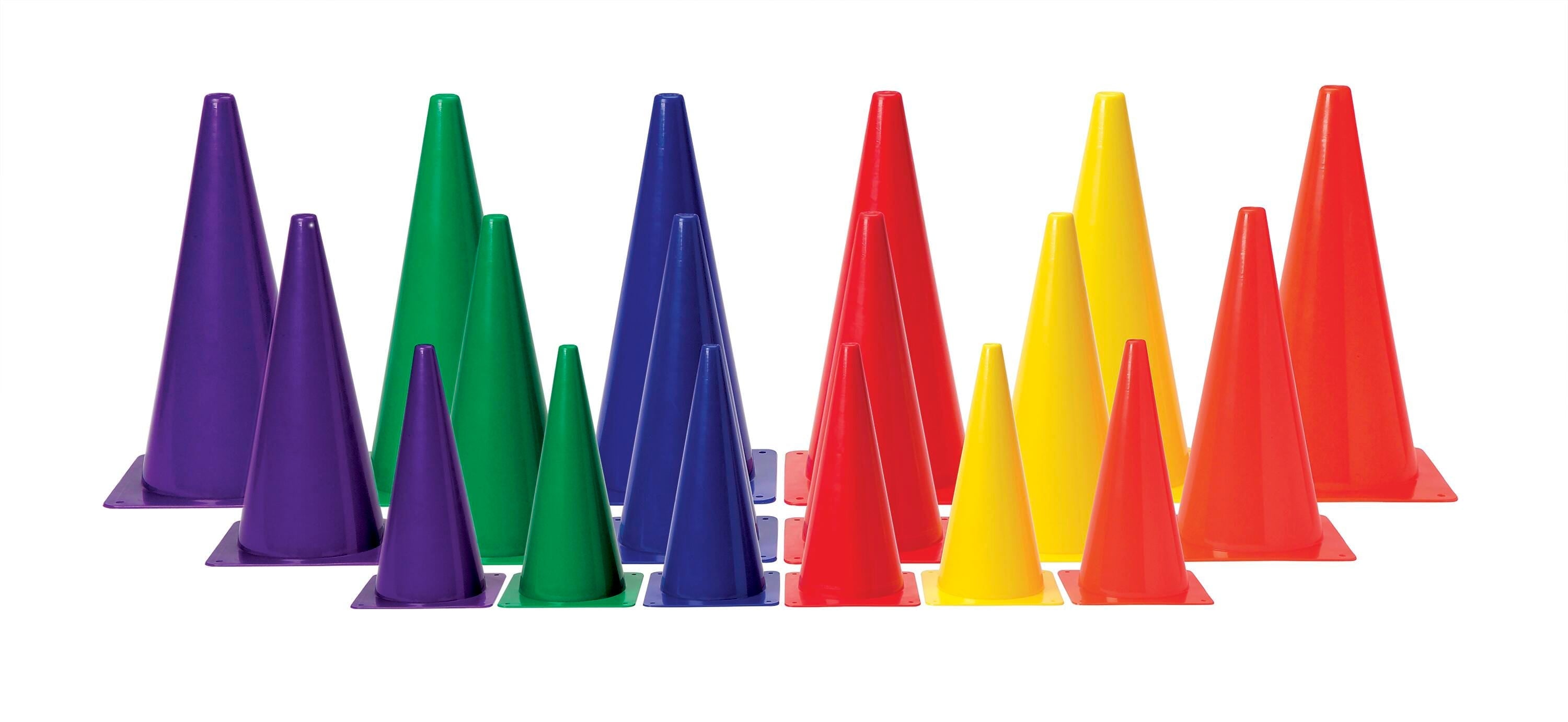 SPORTIME - LIGHT WEIGHT PLASTIC CONES - 9 INCH - 6 COLOR SET