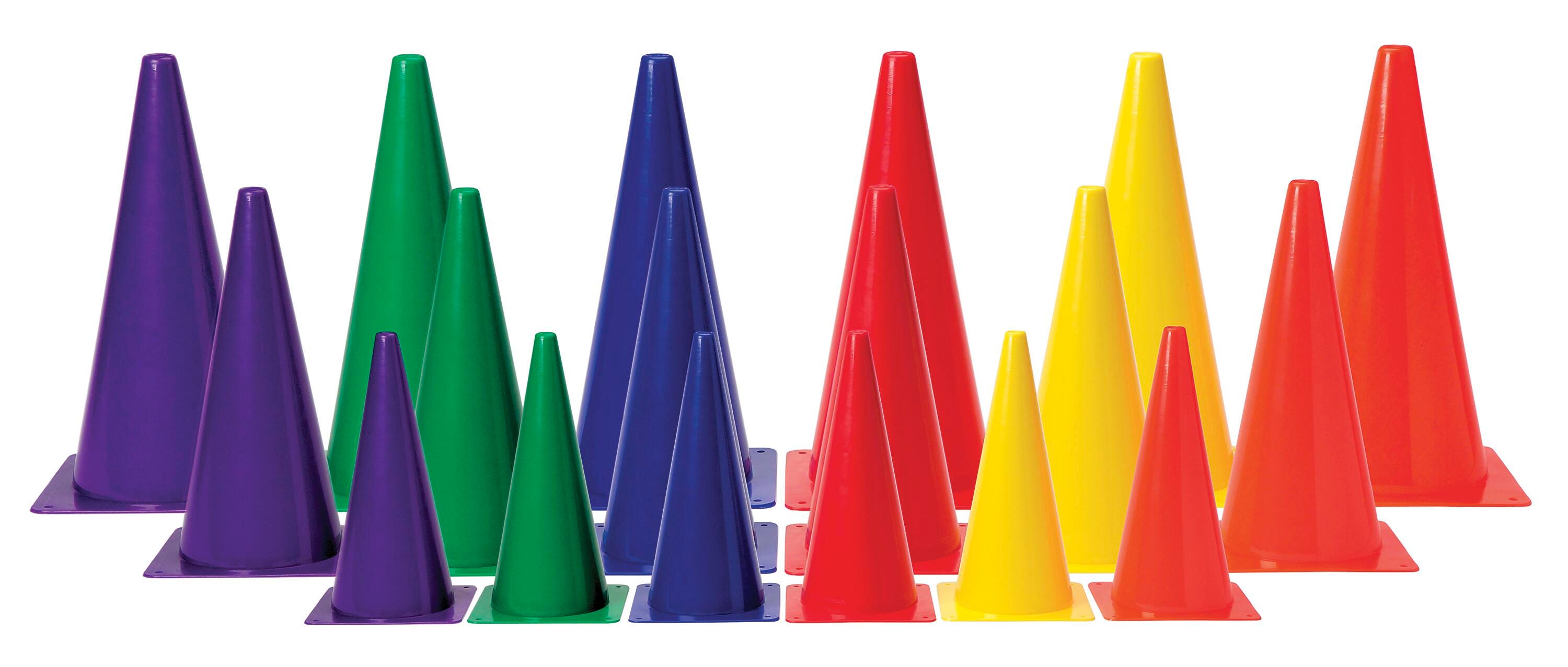 SPORTIME - LIGHT WEIGHT PLASTIC CONES - 12 INCH - 6 COLOR SET
