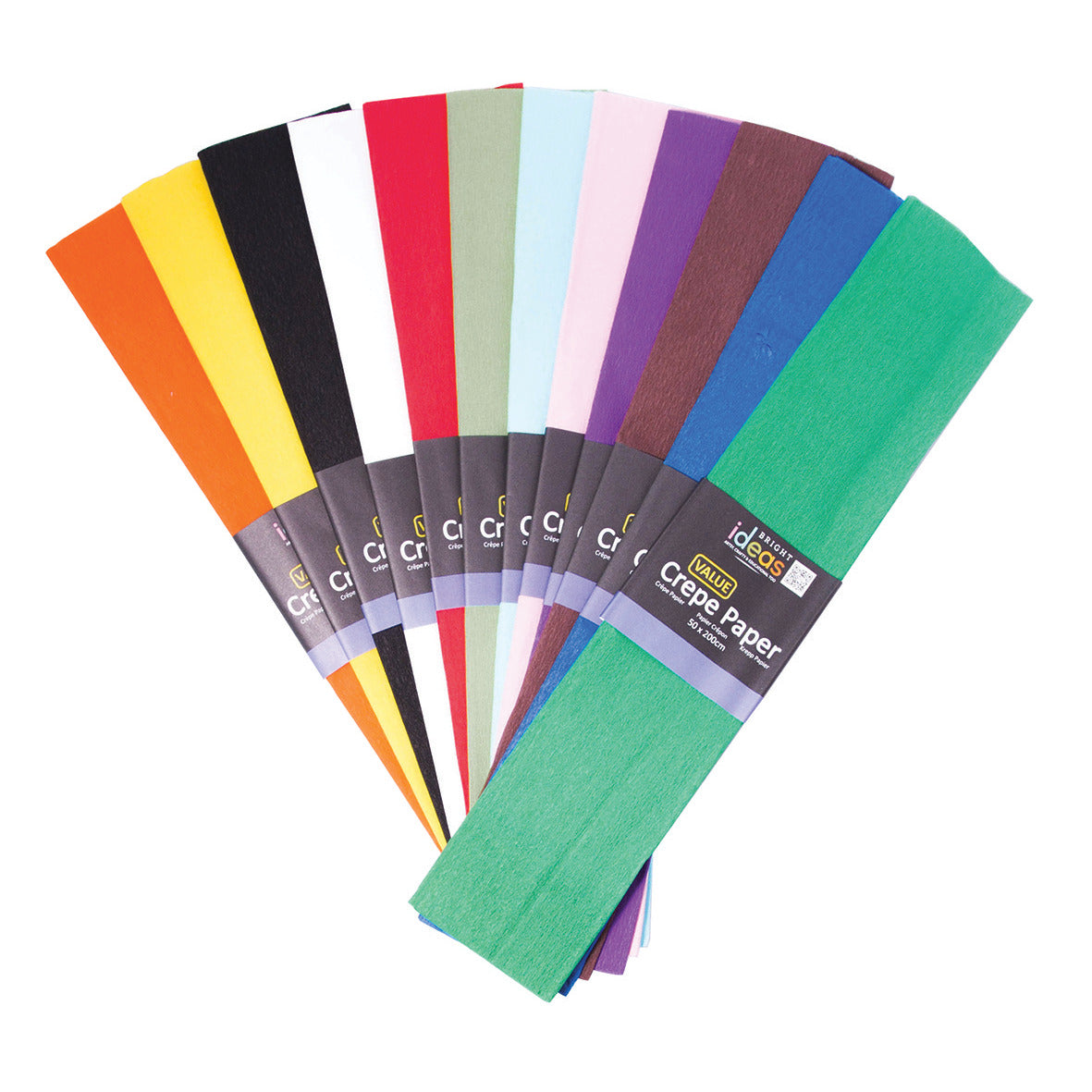 Value Crepe Paper Asst Colours Pk50