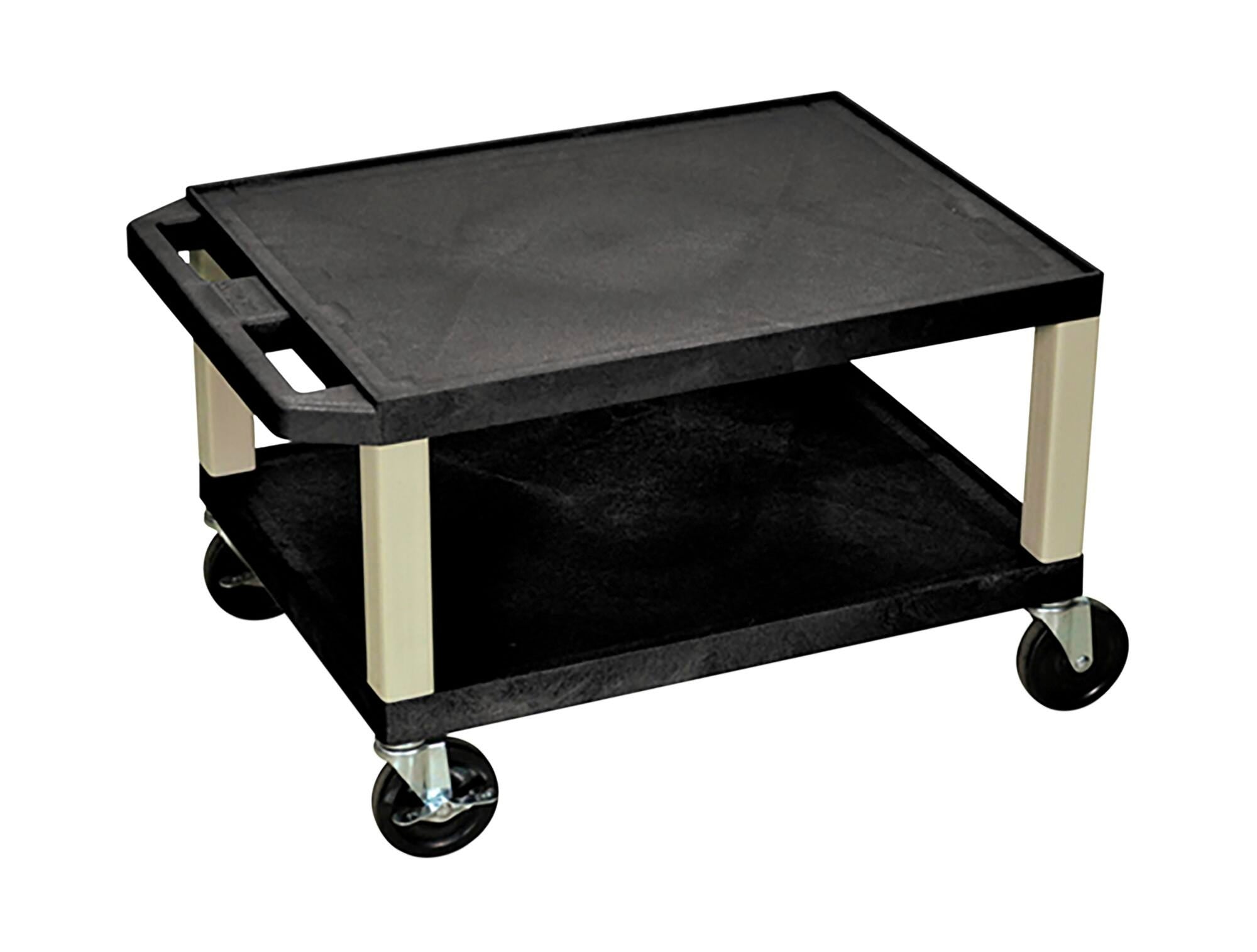 CART - LUXOR 2 SHELF 24X18X16 TUFFY CART WITHOUT POWER - BLACK SHELVES - PUTTY LEGS