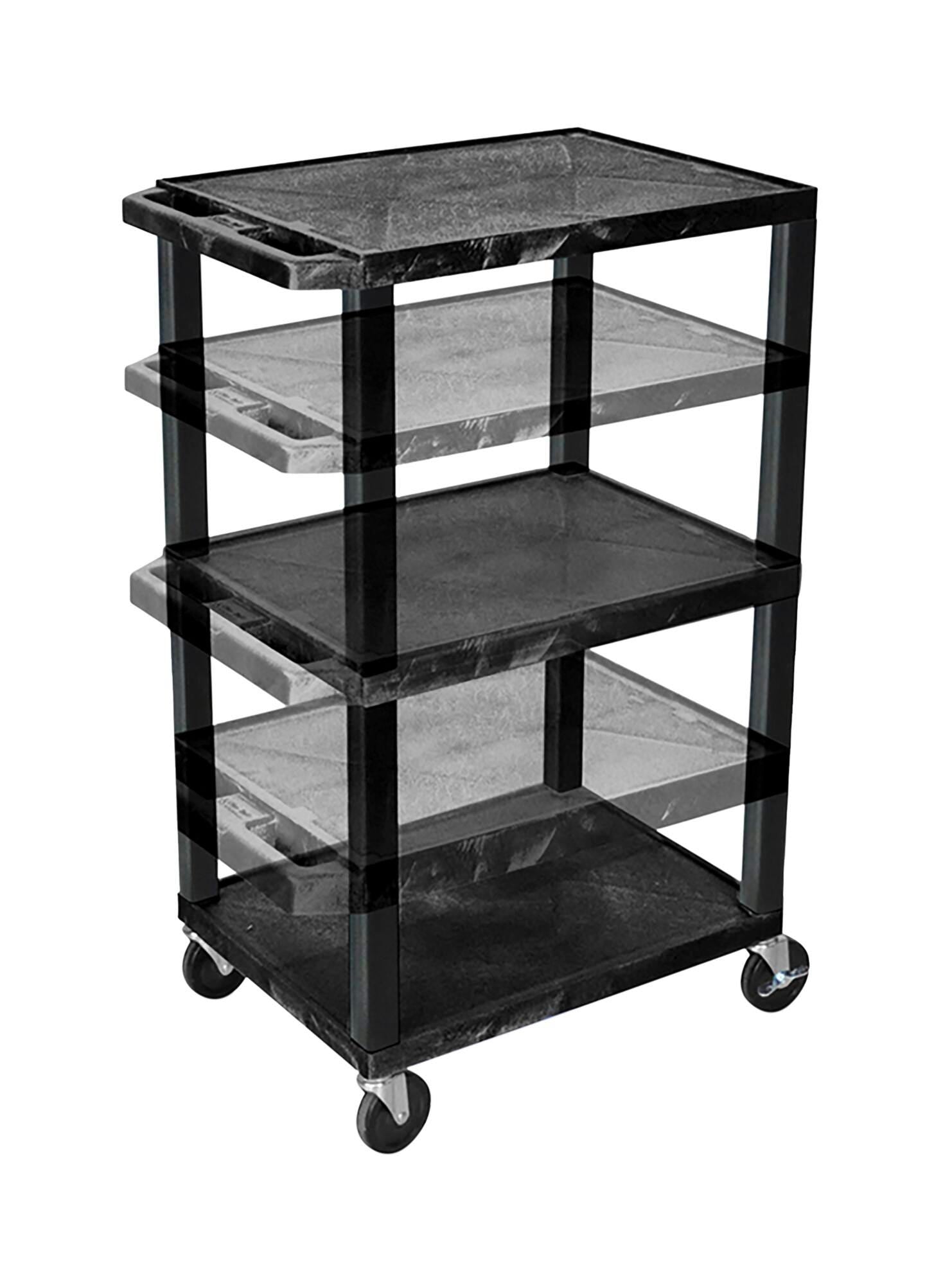 CART - LUXOR ADJUSTABLE 3 SHELF 24X18X16-42 TUFFY CART WITHOUT POWER - BLACK SHELVES - BLACK LEGS