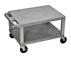 CART - LUXOR 2 SHELF 24X18X16 TUFFY CART WITH POWER - GRAY SHELVES - NICKEL LEGS