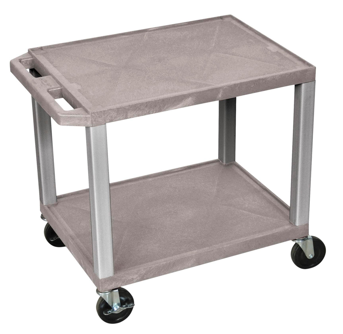 CART - LUXOR 2 SHELF 24X18X24-1/2 TUFFY CART WITHOUT POWER - GRAY SHELVES - NICKEL LEGS