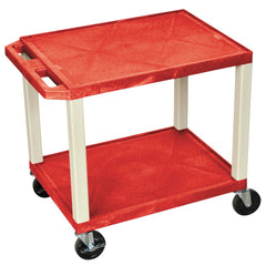 CART - LUXOR 2 SHELF 24X18X24-1/2 TUFFY CART WITHOUT POWER - RED SHELVES - PUTTY LEGS