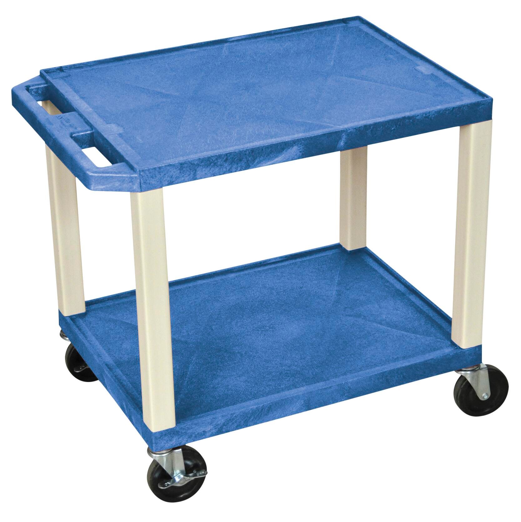 CART - LUXOR 2 SHELF 24X18X24-1/2 TUFFY CART WITH POWER - BLUE SHELVES - PUTTY LEGS