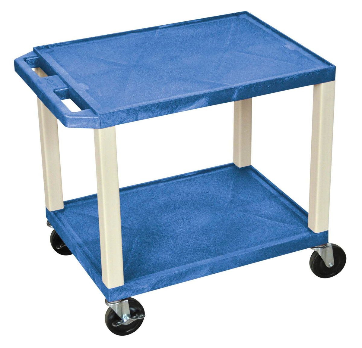 CART - LUXOR 2 SHELF WITH CABINET 24X18X24-1/2 TUFFY CART WITHOUT POWER - BLACK SHELVES - BLACK LEGS - BLACK CABINET