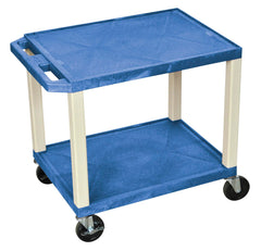 CART - LUXOR 2 SHELF WITH CABINET 24X18X24-1/2 TUFFY CART WITHOUT POWER - BLACK SHELVES - BLACK LEGS - BLACK CABINET