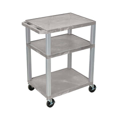 CART - LUXOR 3 SHELF 24X18X34 TUFFY CART WITHOUT POWER - GRAY SHELVES - NICKEL LEGS