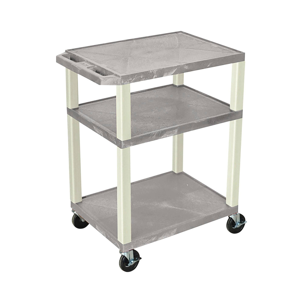 CART - LUXOR 3 SHELF 24X18X34 TUFFY CART WITHOUT POWER - GRAY SHELVES - PUTTY LEGS