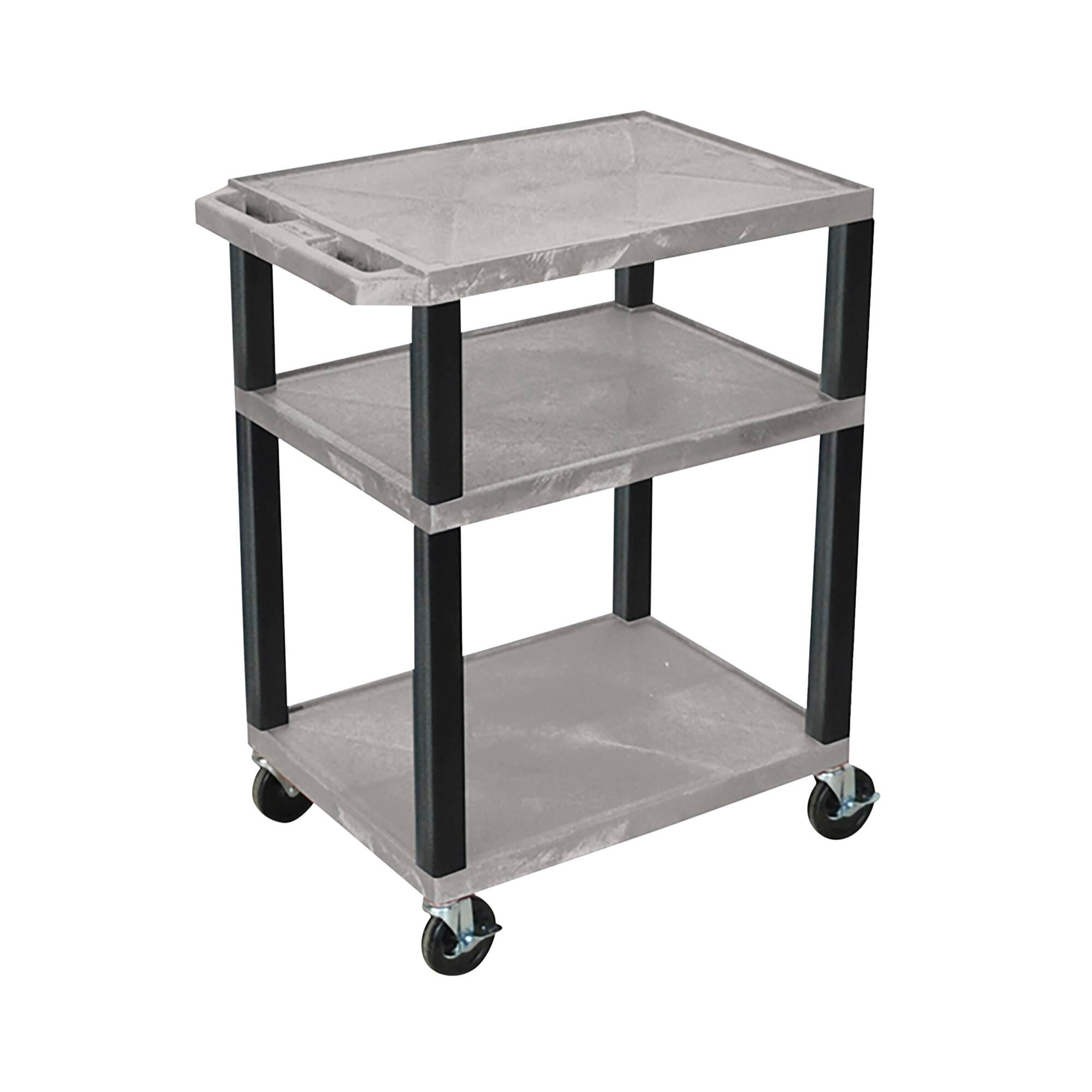 CART - LUXOR 3 SHELF 24X18X34 TUFFY CART WITHOUT POWER - GRAY SHELVES - BLACK LEGS