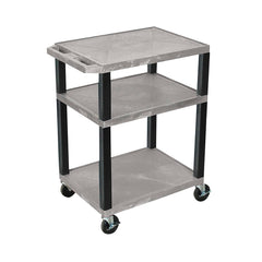CART - LUXOR 3 SHELF 24X18X34 TUFFY CART WITHOUT POWER - GRAY SHELVES - BLACK LEGS