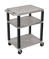 CART - LUXOR 3 SHELF 24X18X34 TUFFY CART WITH POWER - GRAY SHELVES - BLACK LEGS