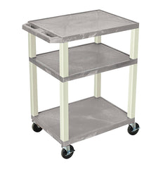 CART - LUXOR 3 SHELF 24X18X34 TUFFY CART WITH POWER - GRAY SHELVES - PUTTY LEGS