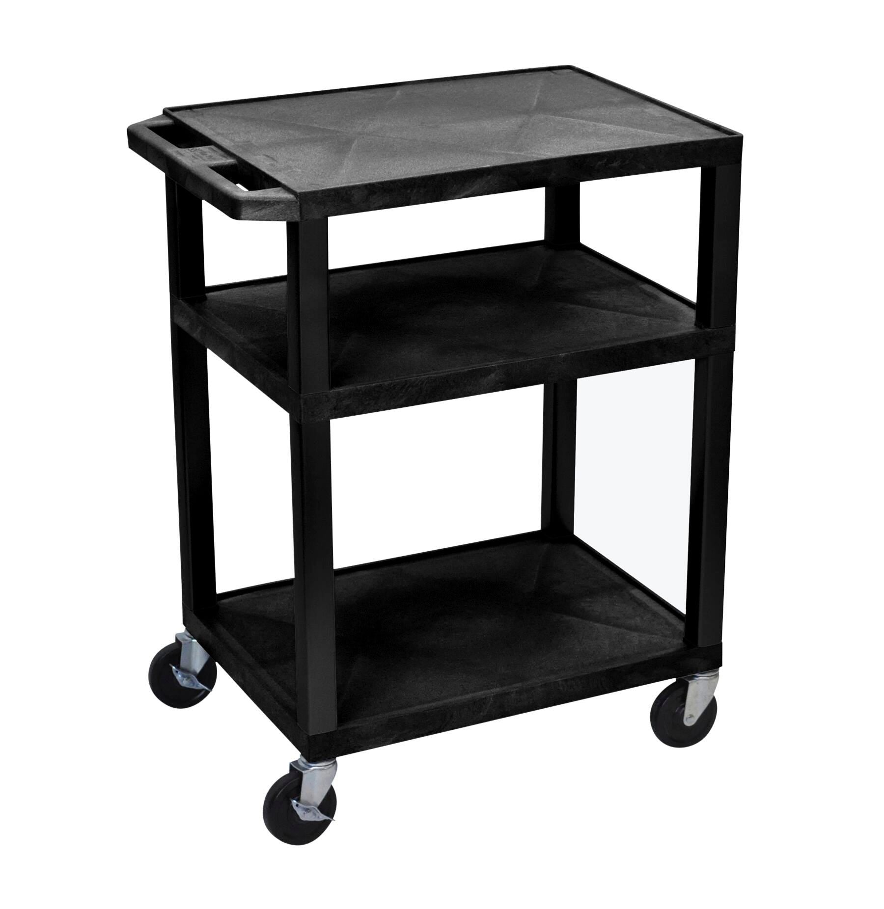 CART - LUXOR 3 SHELF 24X18X34 TUFFY CART WITHOUT POWER - BLACK SHELVES - BLACK LEGS