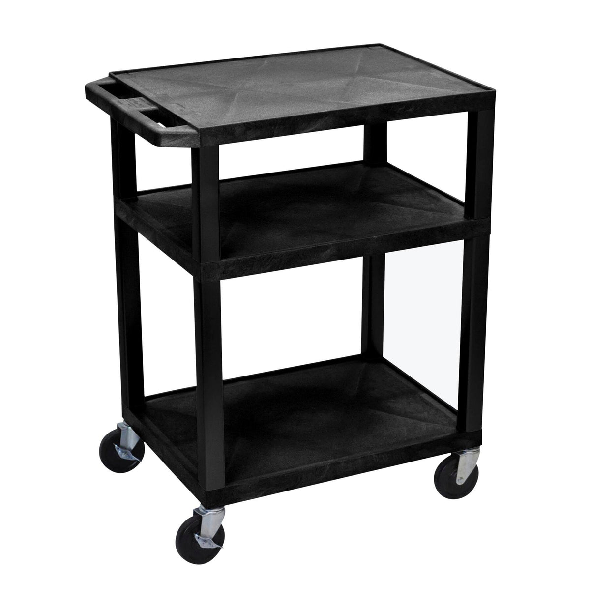 CART - LUXOR 3 SHELF 24X18X34 TUFFY CART WITHOUT POWER - BLACK SHELVES - BLACK LEGS