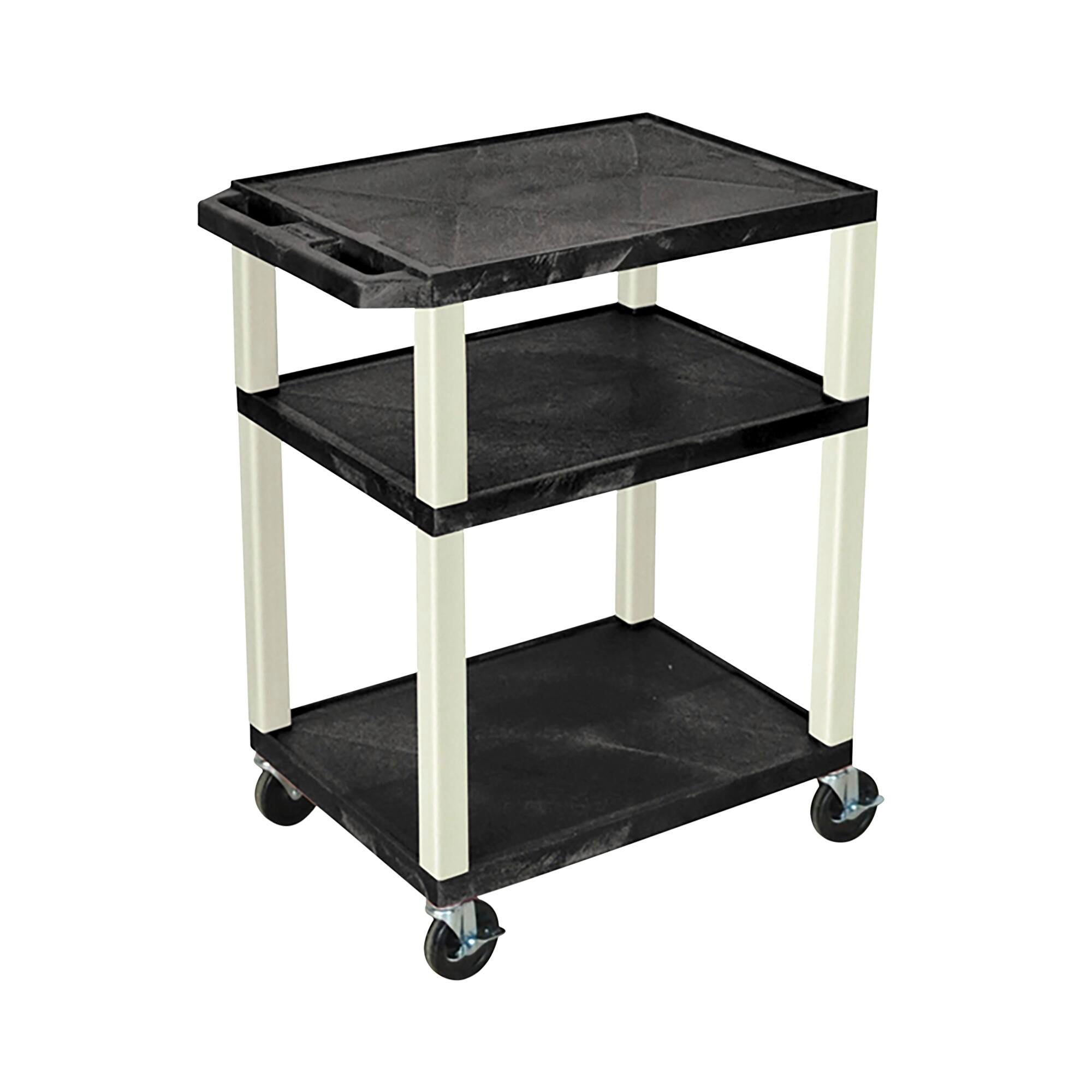 CART - LUXOR 3 SHELF 24X18X34 TUFFY CART WITHOUT POWER - BLUE SHELVES - BLACK LEGS