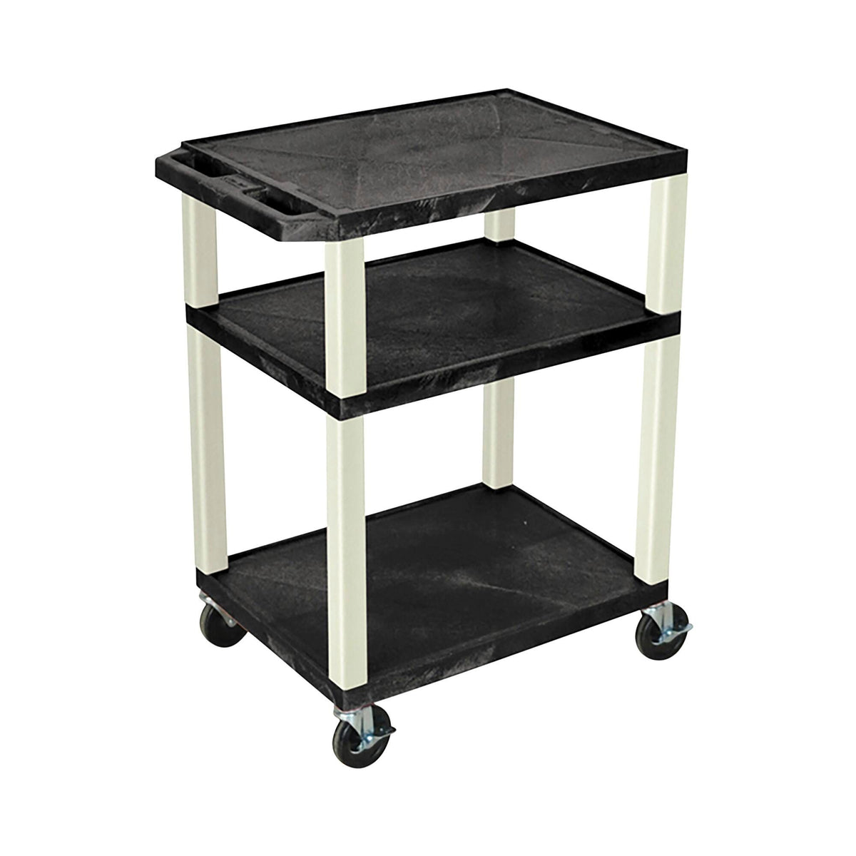 CART - LUXOR 3 SHELF 24X18X34 TUFFY CART WITHOUT POWER - BLUE SHELVES - BLACK LEGS