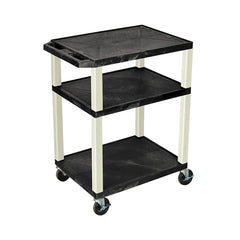 CART - LUXOR 3 SHELF 24X18X34 TUFFY CART WITHOUT POWER - BLUE SHELVES - BLACK LEGS