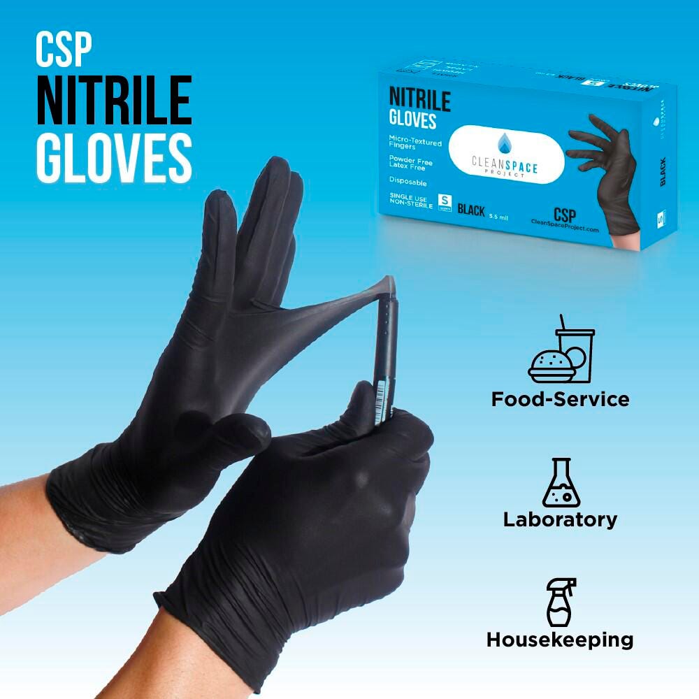 FIRST AID - CLEAN SPACE PROJECT 5.5 MIL INDUSTRIAL NITRILE POWDER FREE GLOVES SMALL - 100/BOX