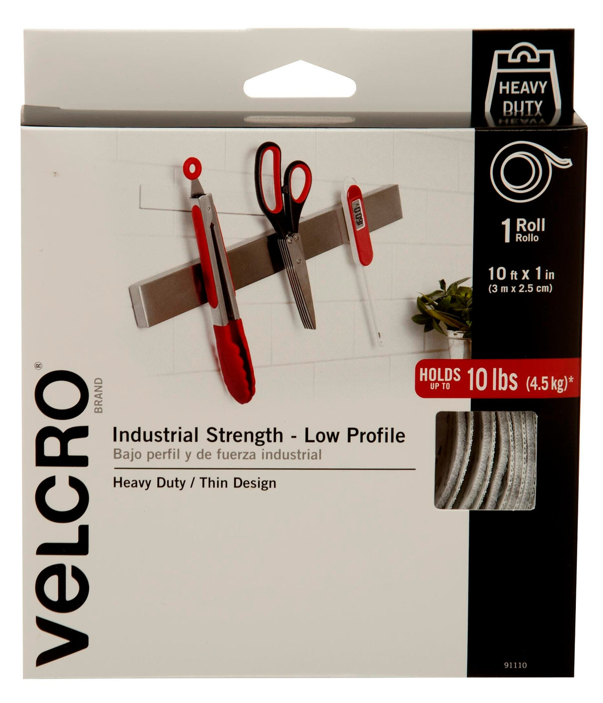 TAPE ROLL VELCRO INDUSTRIAL LOW PROFILE 10 FT X 1 IN WHITE
