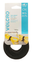 TIES VELCRO ONE-WRAP 1/2 IN X 8 IN BLACK PACK OF 50