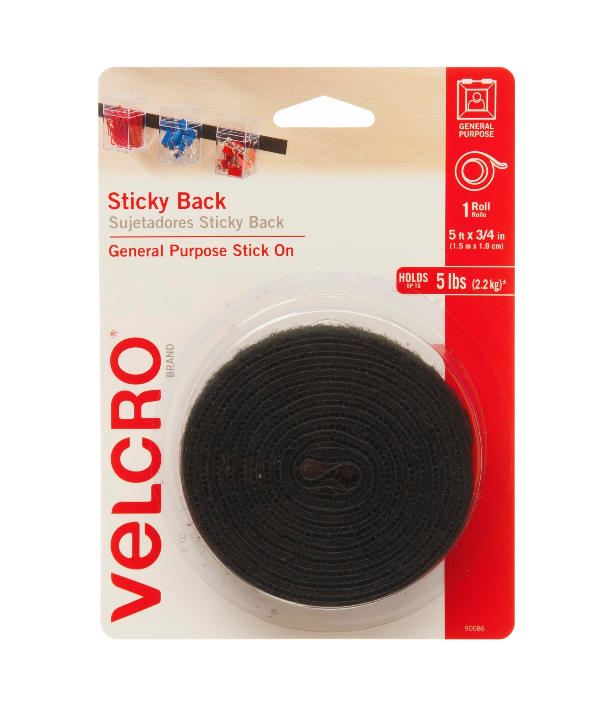 TAPE ROLL VELCRO STICKY BACK 5 FT X 3/4 IN BLACK