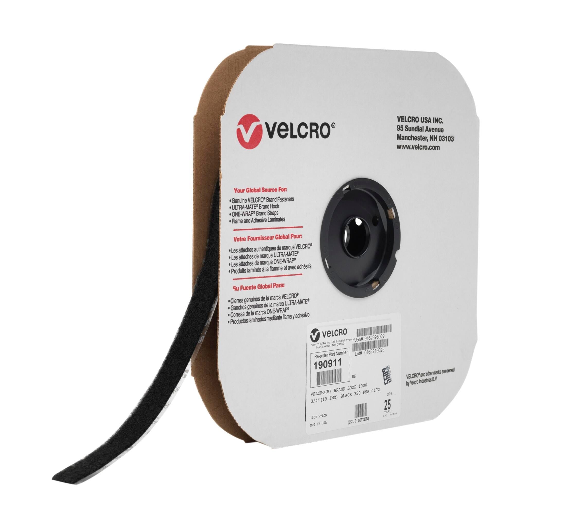 TAPE ROLL VELCRO STICKY BACK 75 FT X 3/4 IN LOOP SIDE ONLY BLACK