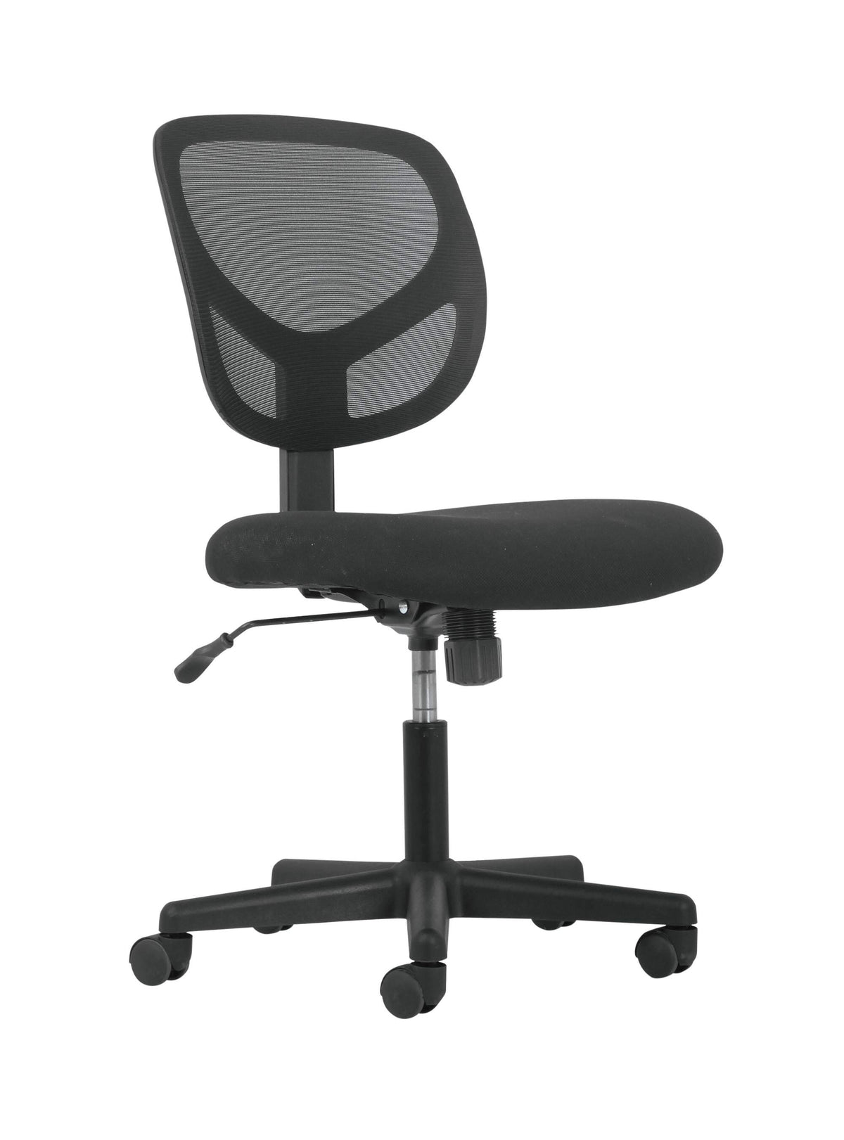 HON TASK CHAIR - SADIE SERIES - ARMLESS - BLACK MESH BACK - BLACK FABRIC SEAT - BLACK FRAME