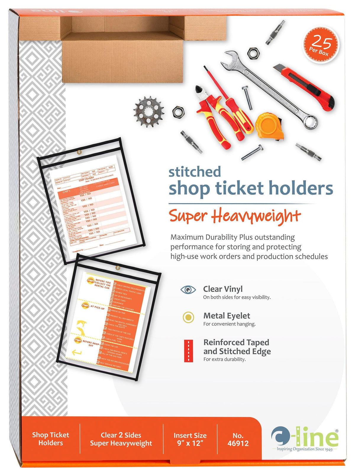 SHOP TICKET HOLDER 9X12 IN CLEAR PK OF 25 CLI46912